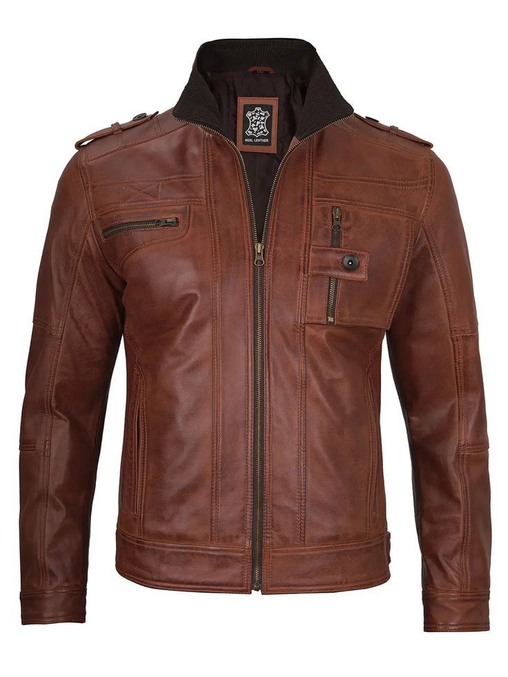 Stay stylish and protected with the Tavares Cognac Brown Leather Biker Jacket. This jacket is made from genuine leather and features a trendy biker design that will elevate any outfit. Its high-quality construction provides both comfort and durability. It is a must-have for any fashion-forward individual. Specification: 100% Real Lambskin Leather. Internal full lined with soft polyester. Detailed with decorative seam. Smooth YKK zip closure. Four outer and two inside pockets. One extra mobile po Biker Design, Motorcycle Leather Jacket, Leather Varsity Jackets, Cafe Racer Style, Leather Jacket With Hood, Real Leather Jacket, Petite Jacket, Motorcycle Leather, Custom Jacket