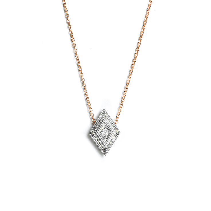 Vintage Engraved Diamond Necklace | Berlinger Jewelry Time Necklace, Emerald Cut Diamond Ring, Three Stone Diamond Ring, Gold Jewelry Stores, Earrings For Sale, Emerald Diamond Ring, White Gold Chains, Rose Gold Chain, Bead Chain