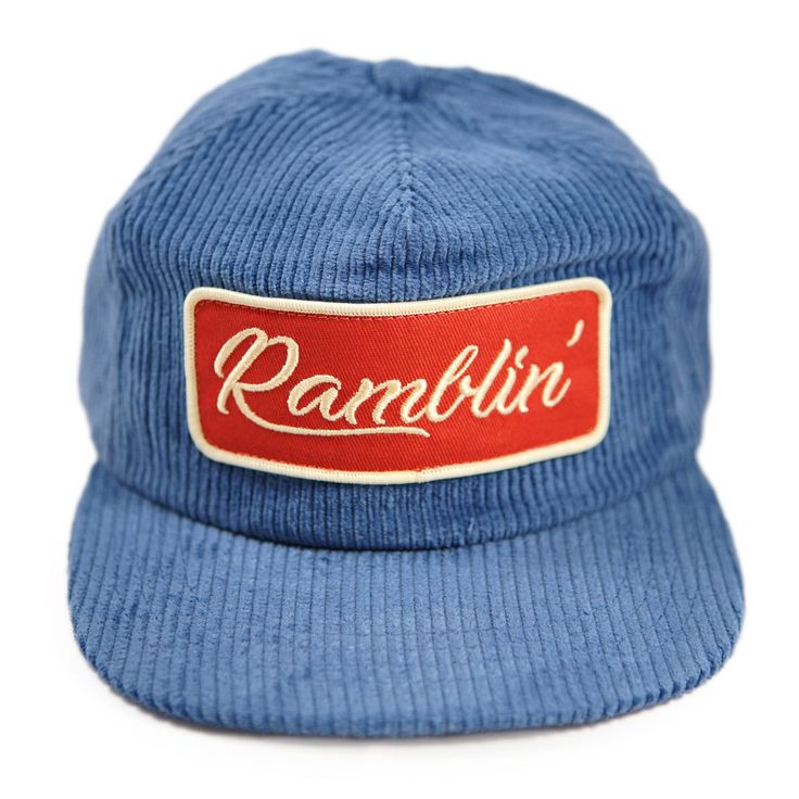 Corduroy Ramblin' Hat Smokey Blue Snapback - Stuntin HQ Trending Hats, Retro Hats, Vintage Trucker Hats, Blue Corduroy, Hat Patches, Hat Ideas, Concert Fits, Vintage Cap, Corduroy Fabric