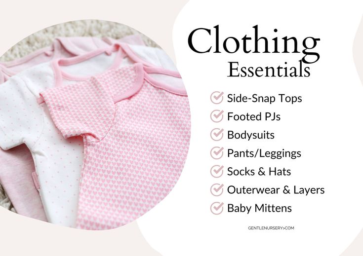 baby clothing essentials for babies, including pink onesuits and white onesuits