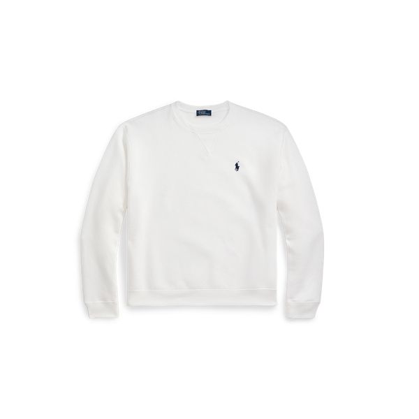 Accented with our signature embroidered Pony at the chest this crewneck sweatshirt is made with fleece for lightweight warmth and a soft feel. Classic White Sweatshirt For Loungewear, Crew Sweatshirt With Embroidered Logo In French Terry, Crew Sweater With Embroidered Logo For Loungewear, Crew Neck Sweater With Embroidered Logo For Loungewear, Classic Crew Neck Sweater With Embroidered Logo, Long Sleeve French Terry Sweatshirt With Embroidered Logo, Classic Crew Top With Embroidered Logo, Classic Crew Tops With Embroidered Logo, Classic Crew Neck Tops With Embroidered Logo