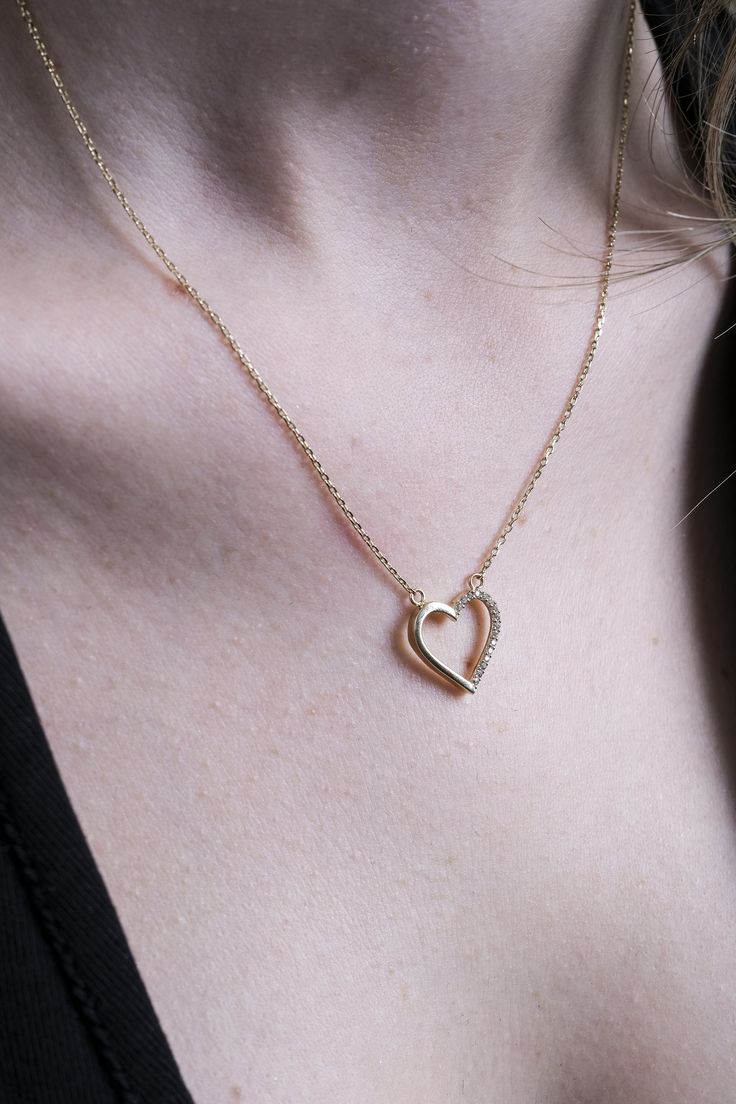 14K Real Yellow Gold Heart  Pendant Necklace with Gems - Real Yellow Gold Heart Pendant Charm Necklace- for Woman- Petite Heart Necklace Material: 14K Real Yellow Gold - Finish: Polished - Condition: Brand New - Average Weight:  2.34 grams   - Pendant Size : 15mm x 15mm  - Length: 17'' + 1 inches All our products will ship inside of an original box. Gold Heart Beads Jewelry For Anniversary, Gold Heart Beads Jewelry For Anniversary Gift, Double Heart Necklace With Adjustable Chain For Anniversary, Double Heart Charm Necklace For Anniversary, Heart Shaped Clavicle Chain For Anniversary, Anniversary Double Heart Charm Necklace, Heart Shaped Necklace With Adjustable Chain For Anniversary, Open Heart Charm Necklaces For Anniversary Gift, Double Heart Necklace With Clavicle Chain For Anniversary