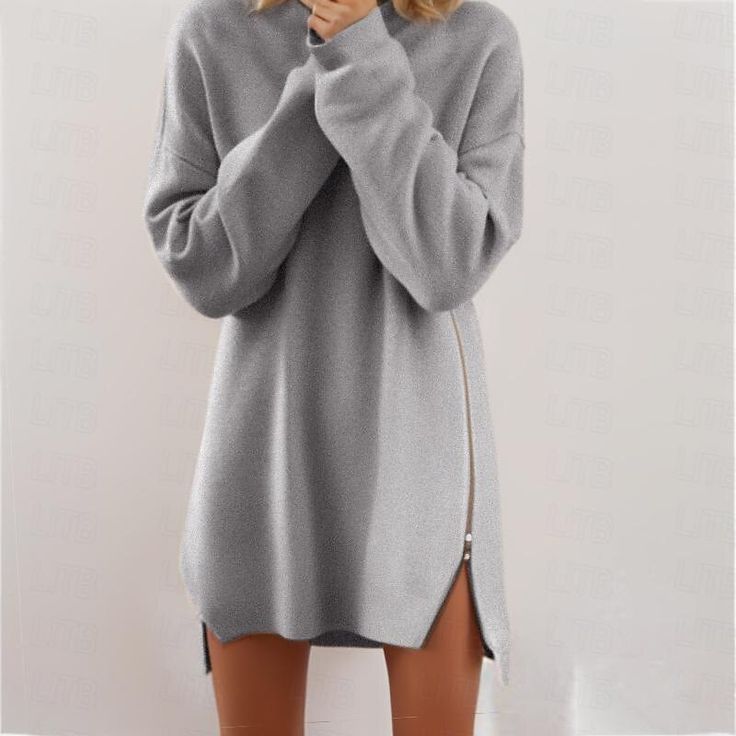 Season:Fall,Spring,Autumn,Winter; Fabric:Polyester; Sleeve Length:Long Sleeve; Look After Me:Hand wash,Machine wash; Gender:Women's; Style:Knitwear,Basic; Elasticity:Micro-elastic; Occasion:Holiday,Winter Dress,Fall Dress,Daily; Fit Type:Regular Fit; Dresses Type:Jumper Dress,Casual Dress,Sweater Dress; Pattern:Pure Color; Design:Zipper; Neckline:Crew Neck; Front page:FF; Production mode:External procurement; 2024 Trends:Boom Sale Dress; Bust:; Length:; Fit US Size:null; Fit UK Size:null; Fit EU Cheap Sweaters, Ribbed Sweater Dress, Pink Wine, Dress Sweater, Winter Fabric, Fall Dress, 2024 Trends, Winter Dress, Sweater Dress Women