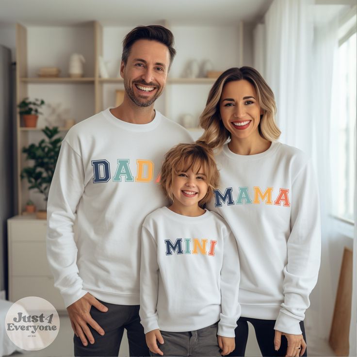 "Matching Family Shirts, Family Matching Outfits, Mommy And Me Set, Family Tees, Family Clothing, Daddy And Me, Nana Shirt, Auntie Shirt H O W T O O R D E R 1. Simply select the size of your shirt individually and then click \"Add to Cart\" 2. Repeat each step for each shirt that you need. Add as many as needed to your cart and then proceed to checkout. 3. Submit order ♥ The items are printed after the payment has been cleared within 1-3 business days, sometimes faster. This is the time when the Family Matching Long Sleeve T-shirt, Fun Long Sleeve Cotton Shirt, Casual White Tops For Family Events, Family Matching Crew Neck Cotton Tops, Fun Long Sleeve Cotton Top, Fun Letter Print Tops For Family Occasions, Long Sleeve Tops With Name Print For Family, Matching Letter Print Cotton Top, Matching Cotton Tops With Letter Print