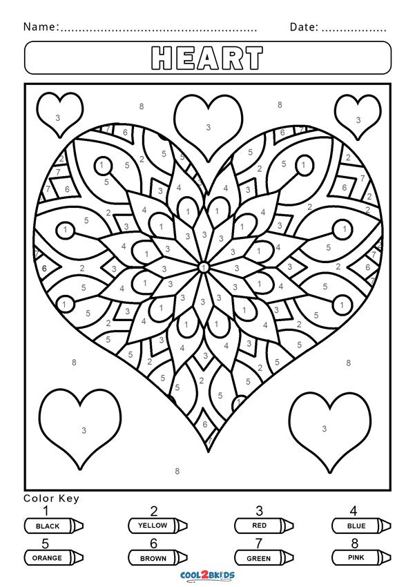 a coloring page with hearts in the center