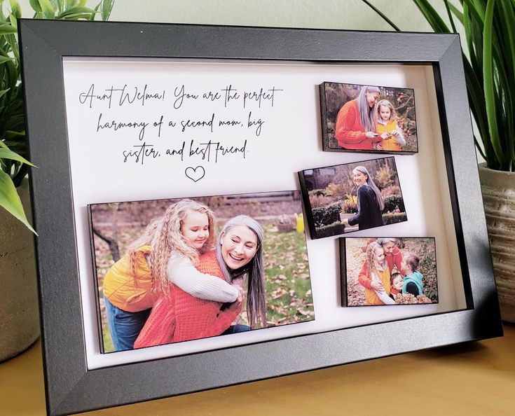 a photo frame with four different pictures on it