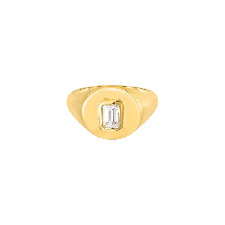 This modern take on a quintessential jewelry style is already a HN favorite. For a fresh take on this classic style, we flush-set an emerald cut diamond for a little extra sparkle. This ring is perfect worn alone on a pointer or pinky! Available in 14k Yellow Gold, Rose Gold, and White Gold Total Carat Weight 0.25ct Diamond Color: G, Clarity: SI1 Made to order. Lead time is 2-4 weeks. Benefits of 14k Gold Jewelry Most loved for its durability and longevity Can be worn daily and requires less mai Luxury Emerald Cut Rings For Everyday, Everyday Classic Brilliant Cut Diamond Ring, Classic Everyday Diamond Ring, Luxury Everyday Emerald Cut Ring, Modern Yellow Gold Signet Ring With Baguette Cut, Classic Diamond Signet Ring For Everyday, Modern 14k Gold Baguette Cut Signet Ring, Everyday Classic Diamond Signet Ring, Classic Everyday Diamond Signet Ring