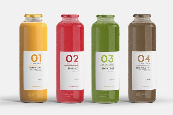 three different types of juices are shown in the same color and size as well as each other