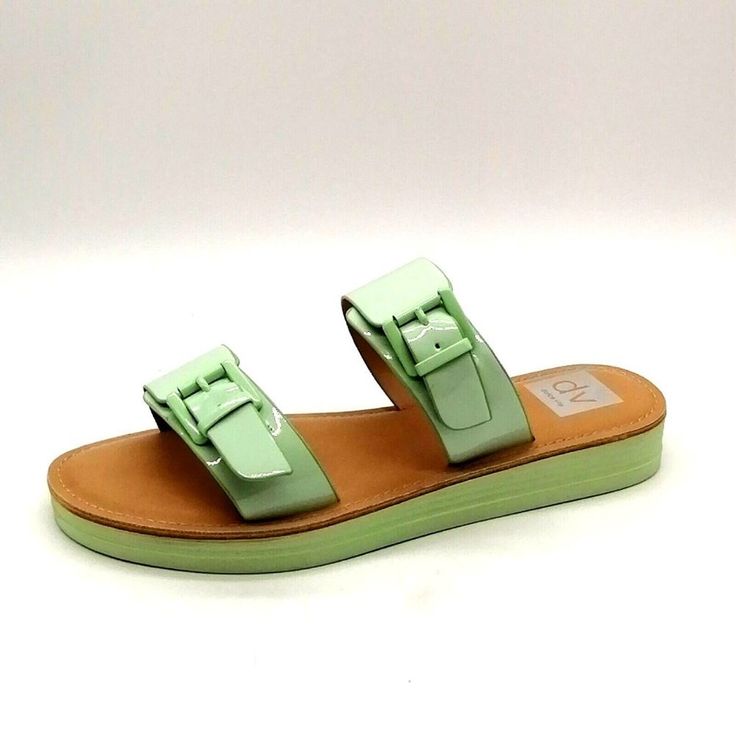 Dolce Vita Womens Heather Slide Sandals Mint Green Double Strap Buckles 9 New New With Box Size: 9 Color: Mint Green Man Made Upper Double Straps With Buckles Slight Wedge Heel Cushioned Footbed *Box May Have Damage Green Double Strap Sandals For Summer, Green Beach Sandals With Adjustable Strap, Green Round Toe Cute Sandals, Cute Green Sandals With Round Toe, Cute Green Round Toe Sandals, Green Double Strap Casual Sandals, Cute Green Open Toe Sandals, Green Sandals With Adjustable Strap, Green Flat Sandals With Buckle Closure