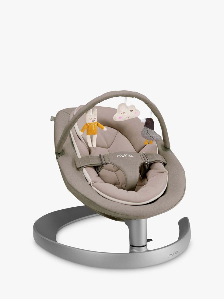 a baby swing with two cats sitting on it's back and the seat up