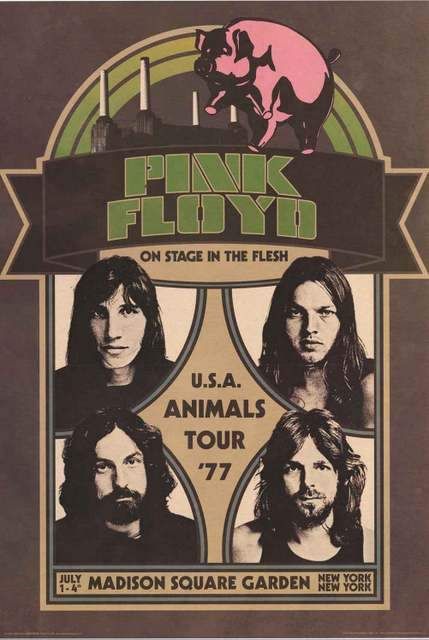 pink floyd concert poster for the u s a animals tour in 1971, with their band members