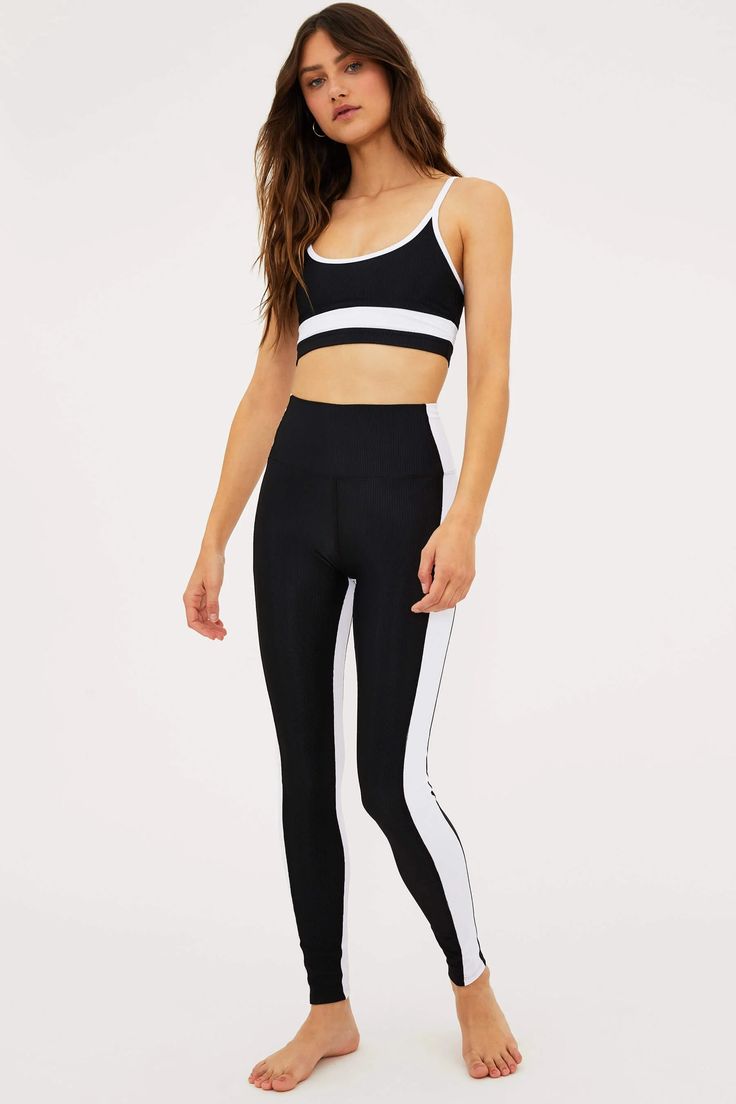 The Colorblocked Legging is our high waisted, ribbed legging. This workout leggings has the same rise as our best selling Piper and Ayla Legging. This ultra-soft ribbed fabric features a white panels along the side and on the inside. White Activewear For Gym With Contrast Color, White Activewear With Contrast Color For Gym, White Athleisure Activewear With Contrast Color, Fitted Activewear With Contrast Stripes For Workout, White Color Block Activewear Athleisure, White Color Block Activewear Athleisure Style, White Color Block Athleisure Activewear, Sporty White Color Block Activewear, White Sportswear Activewear With Contrast Color