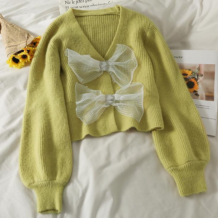 Size: one size Fabric: other Style: commuting Color: yellow, blue, green, pink Slim Sweater, Casual Cardigans, Dream Clothes, Yellow Blue, Diy Clothes, Long Sleeve Sweater, Blue Green, Fashion Inspo, Cute Outfits