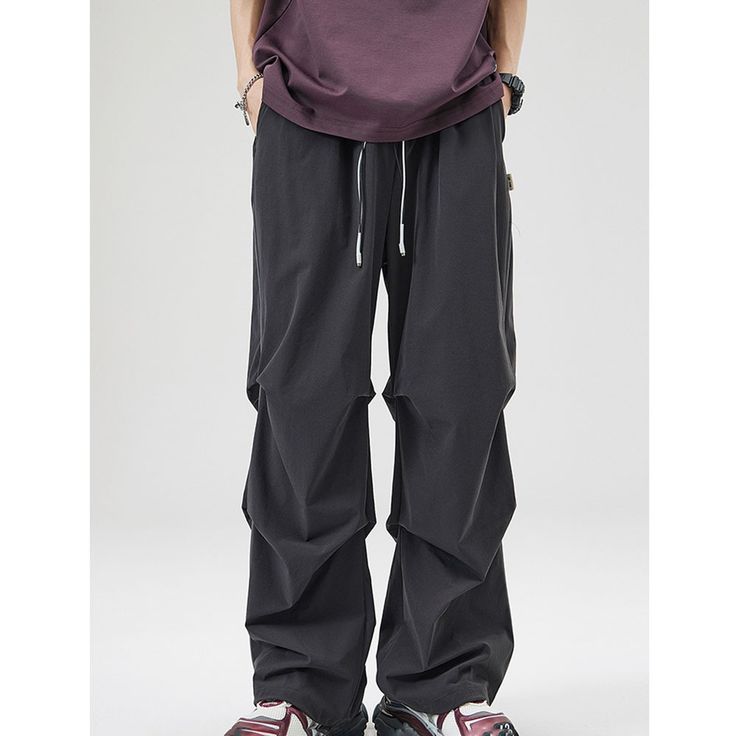 G-051-20 Solid Baggy Techwear Pants, Solid Color Baggy Techwear Pants, Urban Style Baggy Bottoms For Outdoor Activities, Baggy Urban Bottoms For Outdoor Activities, Techwear Straight Leg Parachute Pants For Outdoor Activities, Baggy Tapered Leg Outdoor Pants, Solid Tapered Leg Work Pants For Streetwear, Outdoor Techwear Straight Cargo Pants, Techwear Parachute Pants With Straight Leg