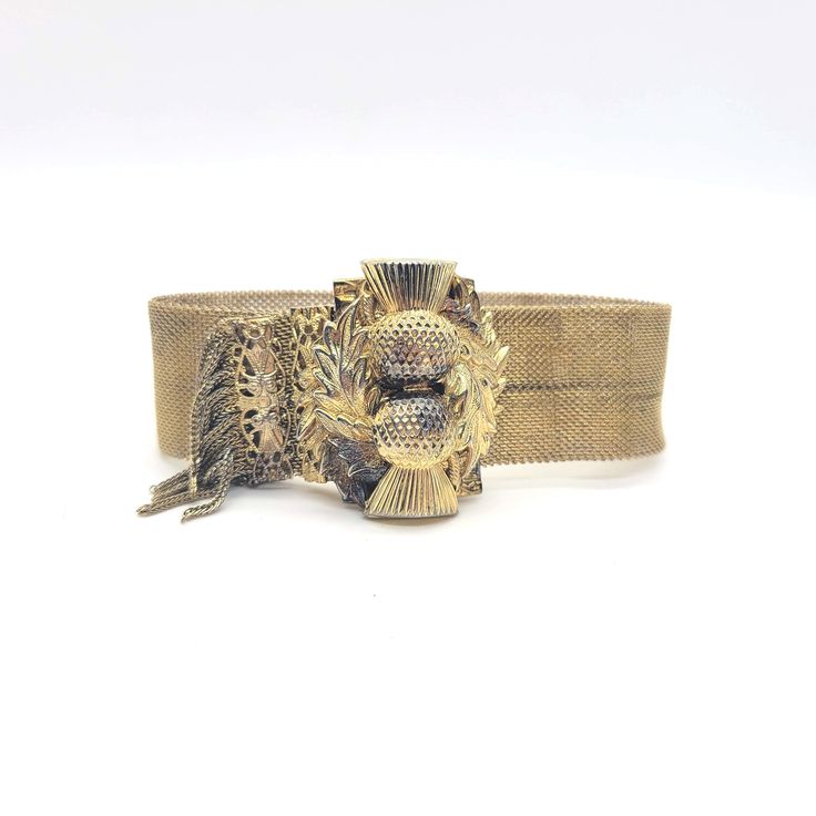 Whiting and Davis Thistle Bracelet by TallHorseVintage on Etsy Vintage Adjustable Gold-tone Bracelet, Victorian Gold Bracelets For Party, Adjustable Vintage Gold-tone Bracelet, Slide Bracelet, Bracelet Vintage, Metal Mesh, Vintage Bracelets, Chain Link Bracelet, Gold Tone Metal