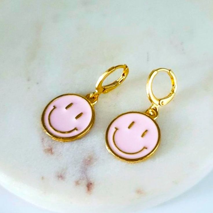 Pink Round Smiley Face Earrings. Huggies Earrings, Material Zinc Alloy And Enamel. 1.25 Length .4 Width Trendy Pink Round Hoop Earrings, Trendy Pink Hypoallergenic Jewelry, Pink Fun Hoop Earrings As Gift, Fun Pink Hoop Earrings As Gift, Fun Pink Hoop Earrings For Gift, Dainty Pink Hypoallergenic Hoop Earrings, Trendy Pink Hypoallergenic Earrings, Trendy Hypoallergenic Pink Earrings, Dainty Pink Hoop Earrings