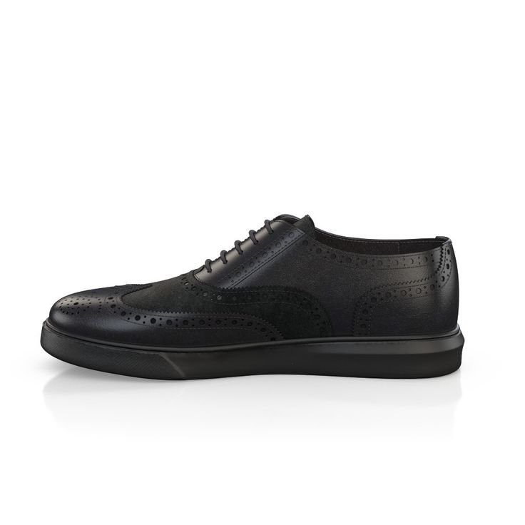 Men`s Sneakers 7276 | Girotti Black Calf Leather Oxfords With Stitched Sole, Black Leather Wingtip Shoes With Leather Sole, Black Low-top Leather Shoes With Brogue Detailing, Black Brogue Low-top Leather Shoes, Black Leather Brogue Lace-up Shoes, Designer Black Wingtip Lace-up Shoes, Black Leather Lace-up Shoes With Brogue Detailing, Black Lace-up Shoes With Stitched Sole In Calf Leather, Black Classic Custom Sneakers For Business