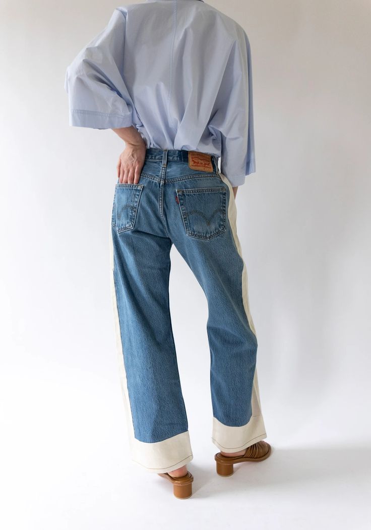 B Sides Vintage Reworked Slouch Jean in Indigo and Natural – VESTIGE Reworked Clothes Diy, Reworked Clothes, Slouch Jeans, Upcycle Ideas, Reworked Vintage, American Denim, Clothes Diy, Natural Cream, Perfectly Imperfect