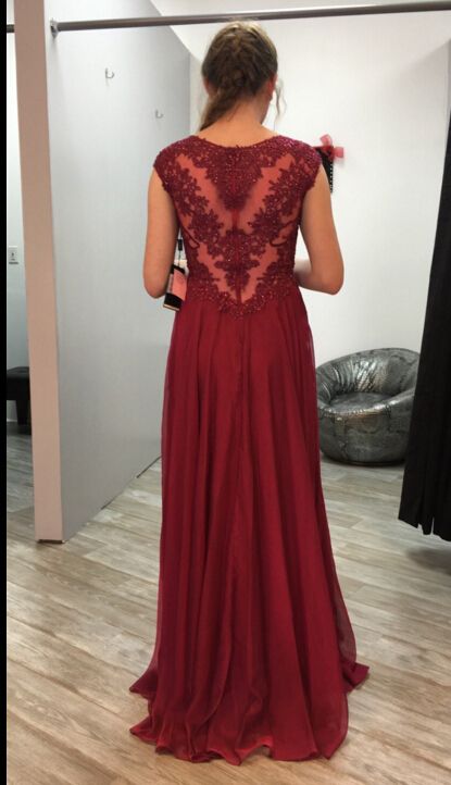 This Dress is fashionable for every occasion. the dress is made-to-order by professional tailors. You can choose from 50 colors, Regular sizes 2 to 16 and plus sizes 14w to 26W. Custom size is also available.. The product details: Color: Burgundy, Silhouette: A-Line, Neckline: Sweetheart, Waistline: Natural Waist, Length: Long, Primary Fabric: Chiffon Elegant Lace Back Dress For Banquet, Fitted Chiffon Wedding Dress With Illusion Neckline, Fitted Chiffon Dress With Illusion Neckline For Wedding, Elegant Bridesmaid Gown With Illusion Neckline, Fitted Illusion Neckline Bridesmaid Dress, Fitted Illusion Neckline Dress For Bridesmaids, Bridesmaid Evening Dress With Illusion Neckline And Fitted Bodice, Formal Chiffon Gown With Lace Bodice, Fitted Chiffon Prom Dress With Sheer Bodice