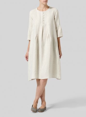 Linen Embroidered Hemline Dress Spring A-line Shirt Dress, Elegant A-line Dress With Relaxed Fit, Spring Tunic For Workwear, Elegant Spring Shift Shirt Dress, Elegant Shift Shirt Dress For Spring, Chic Spring Tunic For Workwear, Chic Spring Workwear Tunic, Elegant White Spring Tunic, Chic Neutral Linen Dress For Daywear