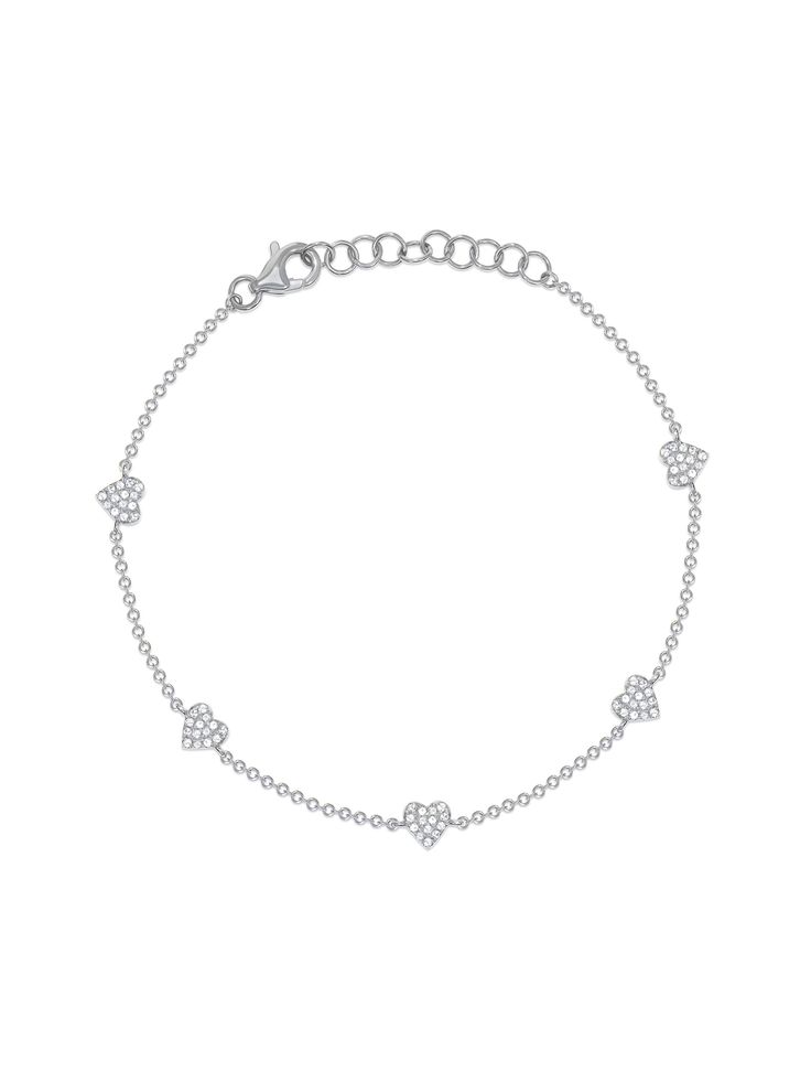 The bracelet you need to add a little love and sparkle to your everyday stack. White Gold Diamond Bracelet With Heart Charm, White Gold Diamond Bracelets With Heart Charm, Elegant Sterling Silver Bracelet With Heart Charm For Everyday, Elegant Everyday Sterling Silver Bracelet With Heart Charm, Elegant Everyday Sterling Silver Heart Bracelet, Elegant Everyday Heart-shaped Sterling Silver Bracelet, Tennis Jewelry, Dainty Gold Jewelry, Beaded Stretch Bracelet