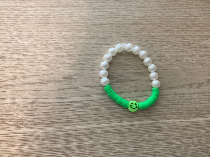 green pearl smiley face bracelet youth Fun Green Beaded Bracelets With Round Beads, Fun Green Beaded Bracelets, Fun Green Bracelets With Round Beads, Fun Green Round Beaded Bracelets, Fun Adjustable Green Beaded Bracelets, Playful Green Adjustable Bracelets, Fun Green Beaded Bracelets For Friendship, Playful Green Beaded Bracelets, Novelty Green Beaded Bracelets