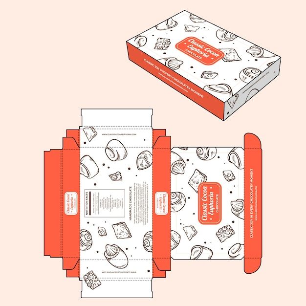 an orange and white box that is open to reveal the inside of its packaging design