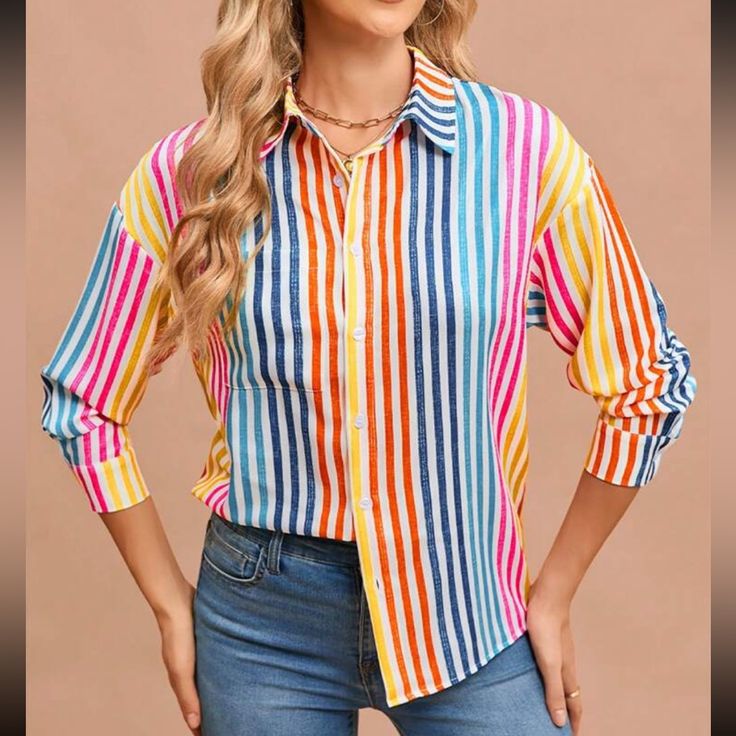 Ships In 5-6 Business Days [Buy Accordingly] 100% Polyester Tag Xs Fits 2, S Fits 4, M Fits 6, Tag L Fits 8/10, Tag Xl Fits 12. For Plus Sizes Clothing Tag 0xl Fits 12, 1xl Fits 14, 2xl Fits 16, 3xl Fits 18, 4xl Fits 20 We Carry A Vast Collection Of Winter Fall Summer Spring Boho Gypsy Hippie Beachy Crochet Maxi Dress Birthday Gift Resort Bohemian Preppy Girly Trendy Date Night Minimalist Y2k Cottagecore 90s 00s 70s Christmas Dress Thanksgiving Date Night Wedding Guest Boho Bridesmaid Date Night Multicolor Long Sleeve Tops With Button Closure, Multicolor Tops With Button Closure For Fall, Colorful Casual Fall Blouse, Casual Colorful Fall Blouse, Casual Fall Blouse In Bright Colors, Colorful Long Sleeve Blouse For Summer, Multicolor Long Sleeve Shirt With Button Closure, Trendy Multicolor Button-up Tops, Colorful Long Sleeve Vacation Top