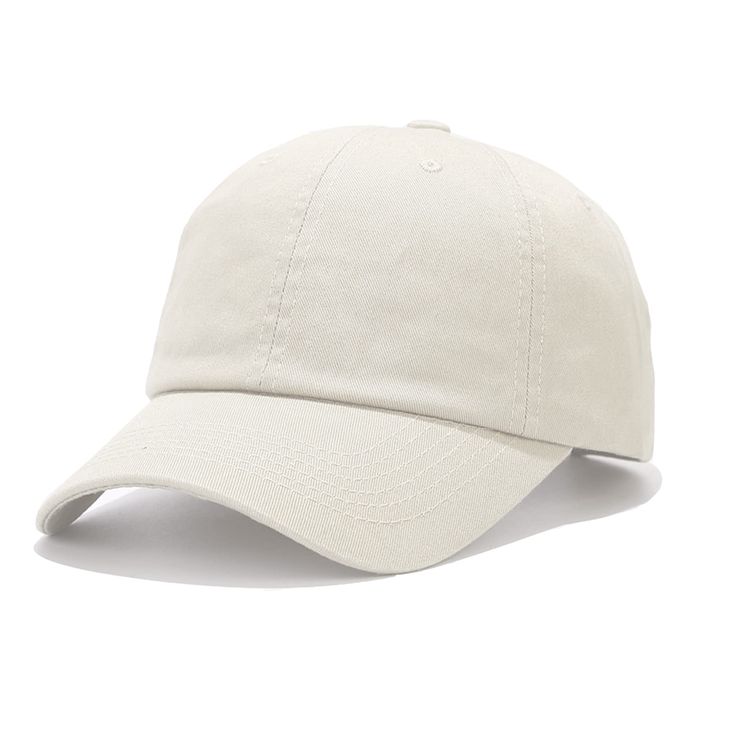 a white baseball cap is shown against a white background and has no image on it