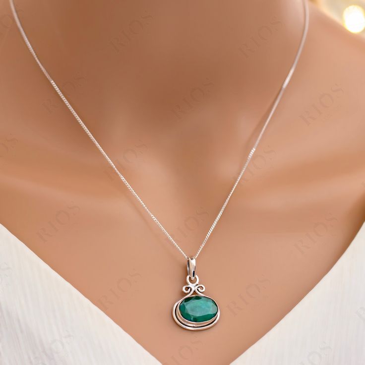 Beautiful oval shaped sterling silver brand new Rios London pendant necklace with a green emerald. 𝐊𝐞𝐲 𝐅𝐞𝐚𝐭𝐮𝐫𝐞𝐬: * Genuine Handmade 925 Solid Sterling Silver * 925 Hallmarked Polished Finish * 925 Sterling Silver Chain (if Selected) * Green Emerald Gemstone * Pendant size including Bail: 27 x 17 mm * Gemstone : 14 x 10mm 𝐖𝐡𝐲 𝐂𝐡𝐨𝐨𝐬𝐞 𝐑𝐢𝐨𝐬 𝐋𝐨𝐧𝐝𝐨𝐧: 🤝 Handmade with care, ensuring each Pendant is one-of-a-kind for a unique touch! 👌 Nickel-Free - No allergic reactions or Silver Necklace With Emerald Oval Pendant, Silver Oval Pendant With Emerald, Silver Emerald Oval Pendant Necklace As Gift, Silver Oval Pendant With Emerald For May Birthstone, Oval Hallmarked Emerald Necklace Gift, Silver Oval Pendant For May Birthstone, Sterling Silver Oval Pendant Emerald Necklace, Green Sterling Silver Oval Pendant Jewelry, Sterling Silver Emerald Necklace With Oval Pendant