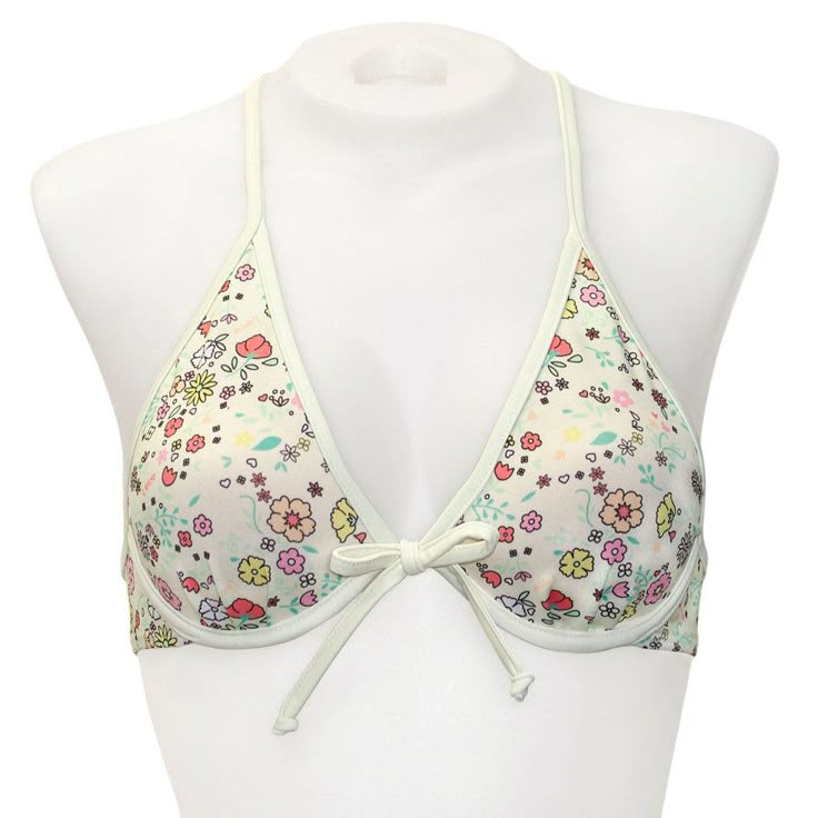 Little Blossoms Underwire Tie Back - Loco Boutique Adjustable Halter Top With Built-in Bra For Summer, Summer Halter Top With Built-in Bra And T-back, Summer Underwire Swimwear With Adjustable Straps, Summer Halter Top With Built-in Bra And Adjustable Fit, Spring Swimwear With Adjustable Straps And Underwire, Floral Print Triangle Halter Top For Beach Season, Beach Tops With Adjustable Straps Triangle Top, Beach Tops With Adjustable Straps And Triangle Top, Summer Swimwear With Strappy Back