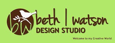 the logo for beth watton design studio, which is located in front of a green background