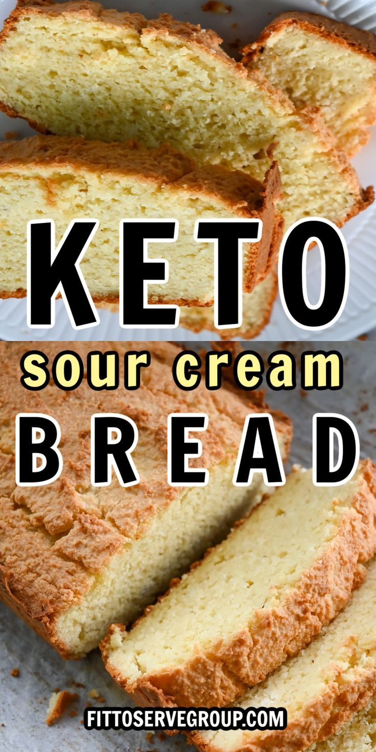 keto sour cream bread on a white plate