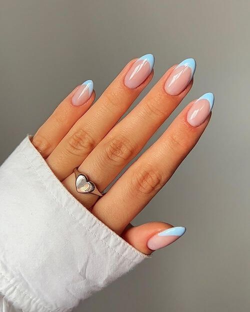 Baby Blue Nails, Nails Yellow, Summery Nails, French Tip Acrylic Nails, Blue French, Cute Gel Nails, Blue Nail, Nagel Inspo, Short Acrylic Nails Designs