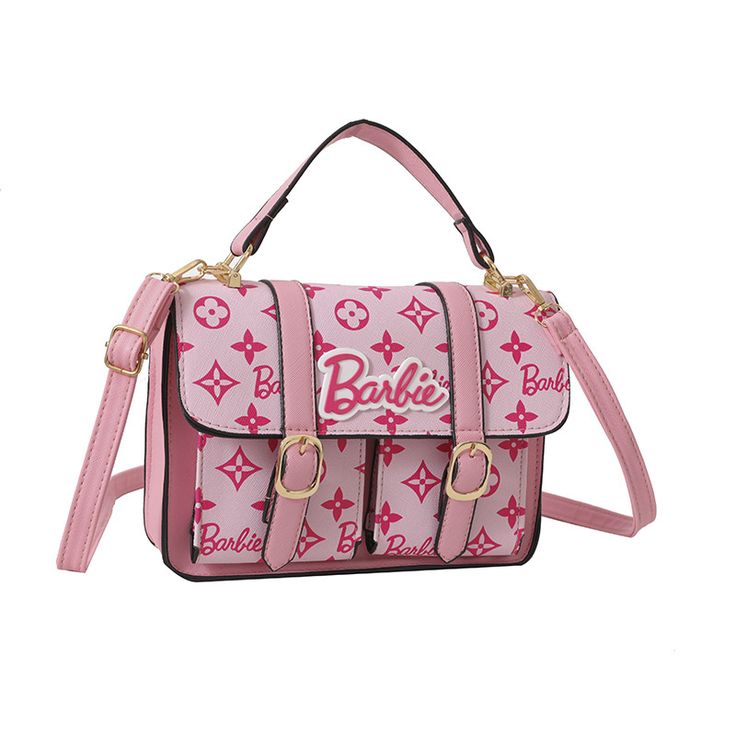 Barbie Crossbody Bag – The Fashion Doll House Pink Rectangular Box Bag For School, Pink Large Capacity Rectangular Shoulder Bag, Pink Rectangular Bag With Adjustable Strap, Large Capacity Pink Box Bag For School, Trendy Phone Shoulder Bag, Pink Box Bag With Removable Pouch For School, Chic Pink Mobile Phone Bag, Pink Large Capacity Bag With Double Handle, Pink Mobile Phone Bag For Travel