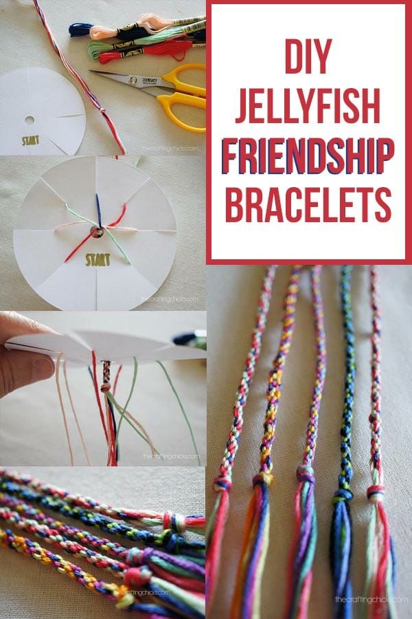 the instructions for how to make jellyfish - friendly bracelets with yarn and scissors