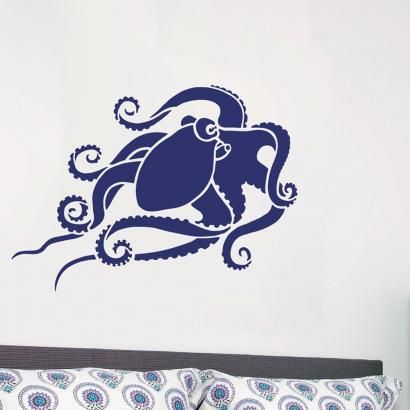 an octopus wall sticker in a bedroom