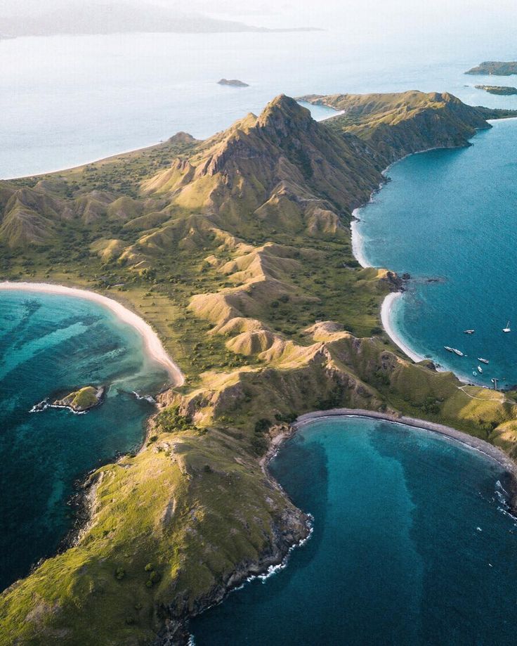 an aerial view of the ocean and landforms in new zealand's north island