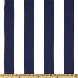 a ruler is next to a blue and white striped fabric