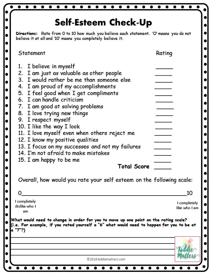 a printable self check up for students to use