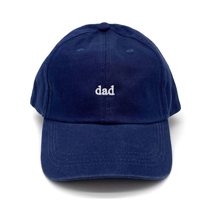 "Introducing our Customisable Dad Cap - the perfect gift for Father's Day or any occasion to celebrate the amazing dads in our lives! This cap features the word \"dad\" embroidered on the front in lowercase, but don't worry, it's completely customisable to suit your preferences. Customisation Options: Spelling: If you prefer a different spelling (or name) such as \"pops\" \"grandpa\" or \"daddy,\" just let us know in the personalisation box during checkout. Lettering: If you prefer uppercase lettering or just a capital \"D,\" we can make that adjustment for you - again let us know in the personalisation box. Choose from a range of stylish cap colours, including navy, beige, pale blue, mint green, or black. With such a variety, you're sure to find the perfect match for your dad's style. To Classic Adjustable Dad Hat With Letter Print, Father's Day Hats With Letter Print, Adjustable Dad Hat Baseball Cap For Father's Day, Personalized Blue Cotton Hats, Adjustable Flat Bill Dad Hat For Father's Day, Father's Day Hats With Letter Print And Curved Brim, Personalized Hats For Father's Day, Father's Day Flat Bill Hat With Letter Print, Adjustable Dad Hat For Father's Day