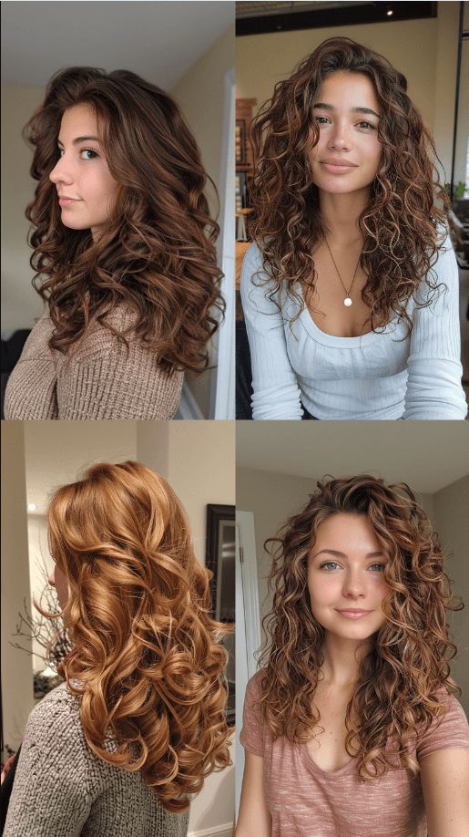 Hairstyle For Round Faces, Caramel Bob, Curly Hair Haircuts, Medium Wavy Bob, Hair Styles Medium Length, Long Length Haircuts, Layered Curly Haircuts, Long Curly Haircuts, Medium Length Wavy Hair