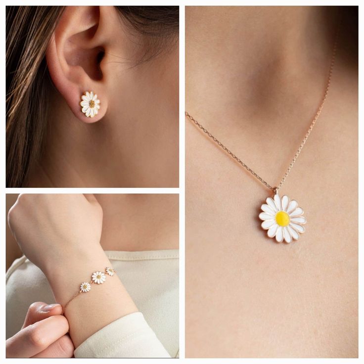 Daisy Delight Set, Necklace, Bracelet, Earrings , Handcrafted Floral Jewelry for Nature Lovers! ,Daisy Jewelry ,Floral Set Elevate your style with our enchanting Daisy Delight Set! This handcrafted ensemble features a dainty daisy necklace, a charming bracelet, and elegant earrings. Embrace nature's beauty and add a touch of floral elegance to your look. Perfect for gifting or treating yourself to a botanical-inspired accessory collection. Each piece is meticulously crafted for a unique and timeless appeal. Stand out with the delicate allure of daisies - a symbol of purity and joy. Handmade with love, this set is a perfect addition to your jewelry collection. Limited stock available, so grab yours now and bloom with grace!   PROCESSING & SHIPPING  🚛 📦 🚚 - Your order will be handmade in Mother's Day Flower Shaped Jewelry With Matching Earrings, White Dainty Jewelry For Mother's Day, Dainty White Jewelry For Mother's Day, White Jewelry Sets For Gift, Flower Shaped Matching Earrings Gift For Her, Flower Shaped Matching Earrings For Her, Flower Shaped Matching Earrings As Gift For Her, White Dainty Jewelry For Gifts, Dainty White Jewelry For Gift