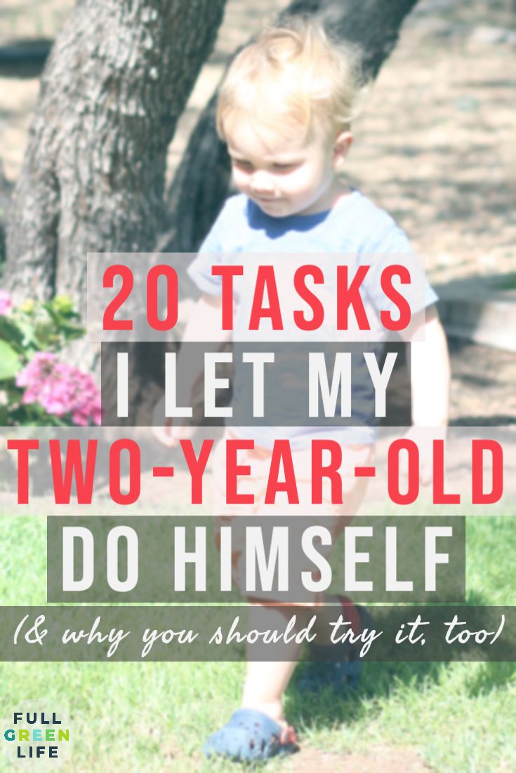 a toddler sitting in the grass with text overlay reading 20 tasks i let my two - year - old do himself