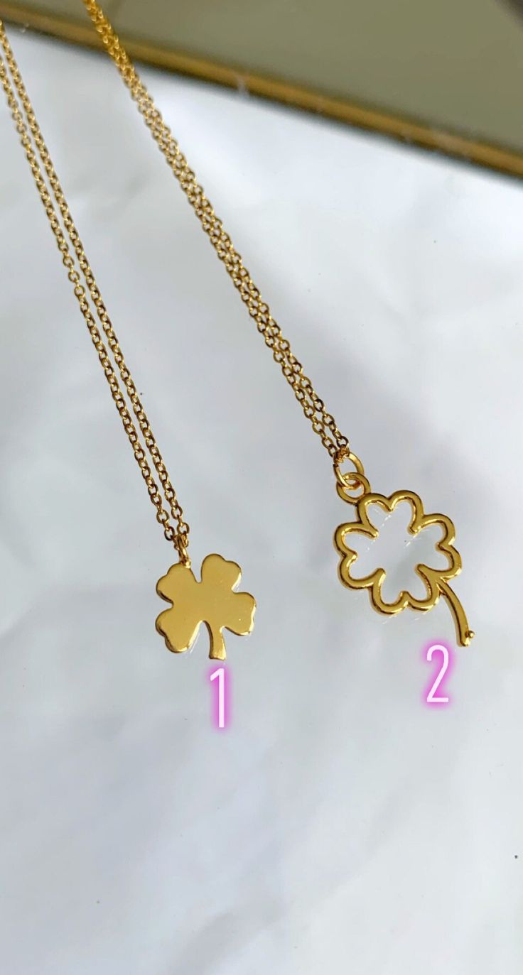 These lucky necklaces consist of a chain and a pendant in the shape of a clover (pendant of your choice). The necklace can be worn alone or in accumulation with other collars, for every day or on special occasions. It's also a great gift idea! Dimension: * The length of the chain is adjustable from 45 to 50 cm (extension chain), depending on your preferences. You can also choose the size of your channel by sending a message to the shop when you order. Composition: * Stainless steel and gold plated. Packaging: * Each order is sent in a nice packaging as well as in a bubble envelope to protect the jewelry during transport Delivery: * 1€95 in France * 3€90 International Dainty Necklace With Adjustable Chain For Good Luck, Dainty Flower Pendant Charm Necklace For Good Luck, Dainty Good Luck Flower Pendant Charm Necklace, Gold Flower Pendant Necklace For Good Luck, Dainty Delicate Chain Necklace For Good Luck, Dainty Gold Plated Charm Necklace For Good Luck, Dainty Gold Charm Necklace For Good Luck, Minimalist Good Luck Pendant Necklaces, Gold Hypoallergenic Necklace With Flower Pendant