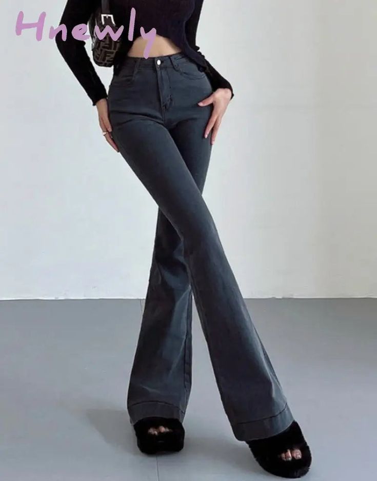 Stretch Jeans Flared Trousers Women's Pants Y2k Fashion High Waist Vintage Casual Baggy Straight Jeans Fall Outfits New In Fall Y2k High-waisted Pants, Y2k Wide Leg Pants For Winter, Non-stretch Y2k Style Streetwear Pants, Y2k Style Black Wide Leg Bottoms, Black Y2k Wide Leg Bottoms, High Waist Y2k Winter Bottoms, Y2k High Waist Winter Bottoms, Trendy Mid-rise Winter Pants, Trendy Mid-rise Pants For Winter