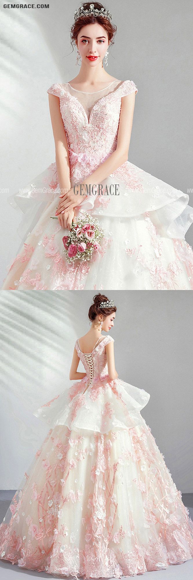 Pink Ball Gown With Ruffled Fitted Bodice, Ruffled Dresses For Debutante Ball And Prom Season, Floor-length Ruffled Dress For Debutante Ball, Spring Sleeveless Ball Gown With Ruffles, White Sleeveless Ruffled Ball Gown, Spring Debutante Ball Gown With Ruffles, Ruffled Gown For Wedding And Prom Season, Ruffled Gown For Prom Season Banquet, Pink Ruffled Gown For Debutante Ball