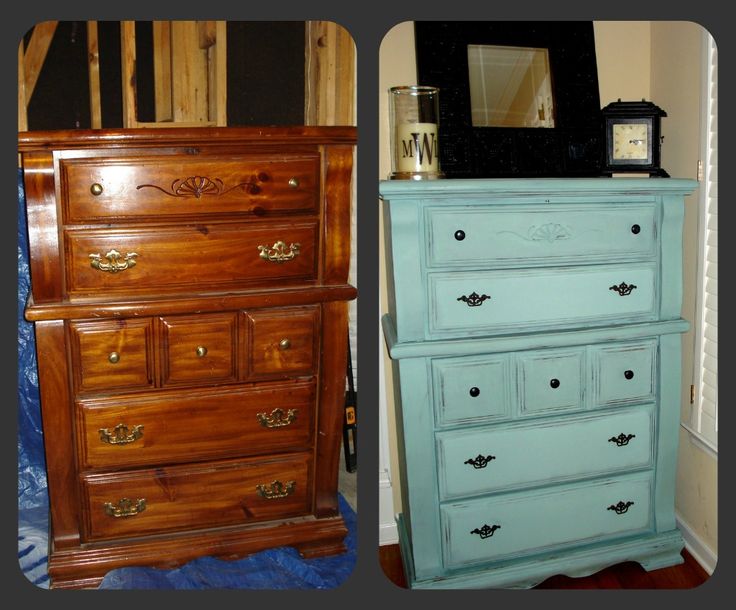 an old dresser has been refinished with new paint