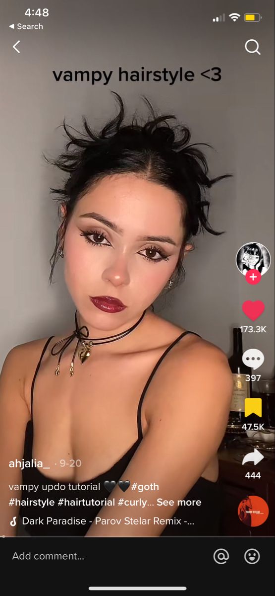 Curly Vampy Updo, 90s Witchy Hairstyles, Vampy Updo Long Hair, Vamp Hairstyle Curly, Gothic Hair Updo, Edgy Prom Hairstyles, Goth Formal Hairstyles, Grunge Formal Hair, Vampire Hair Updo