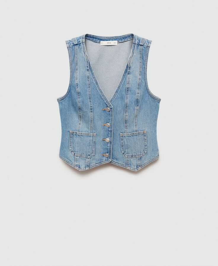 in stock Knitted Vests, Women's Vests, Denim Suit, Jean Vest, Denim Details, Knit Vest, Pocket Detail, Denim Vest, Womens Vest